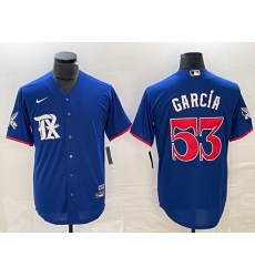 Men Texas Rangers 53 Adolis Garc EDa Royal City Connect Stitched Baseball Jersey Men Texas Rangers 53 Adolis Garc EDa Royal City Connect Stitched Baseball Jersey