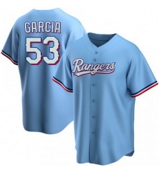 Men Texas Rangers 53 Adolis Garcia Light Blue Cool Base Stitched Baseball jersey Men Texas Rangers 53 Adolis Garcia Light Blue Cool Base Stitched Baseball jersey