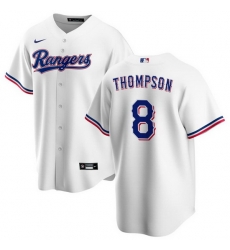 Men Texas Rangers 8 Bubba Thompson White Cool Base Stitched Baseball Jersey Men Texas Rangers 8 Bubba Thompson White Cool Base Stitched Baseball Jersey