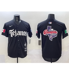 Men Texas Rangers Team Big Logo Black Mexico 2025 Vapor Premier Limited Stitched Baseball Jersey