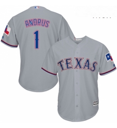 Mens Majestic Texas Rangers 1 Elvis Andrus Replica Grey Road Cool Base MLB Jersey Mens Majestic Texas Rangers 1 Elvis Andrus Replica Grey Road Cool Base MLB Jersey