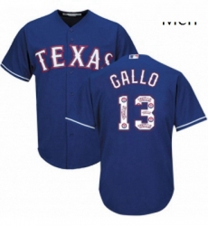Mens Majestic Texas Rangers 13 Joey Gallo Authentic Royal Blue Team Logo Fashion Cool Base MLB Jersey Mens Majestic Texas Rangers 13 Joey Gallo Authentic Royal Blue Team Logo Fashion Cool Base MLB Jersey