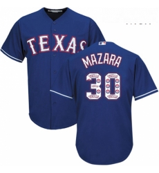 Mens Majestic Texas Rangers 30 Nomar Mazara Authentic Royal Blue Team Logo Fashion Cool Base MLB Jersey Mens Majestic Texas Rangers 30 Nomar Mazara Authentic Royal Blue Team Logo Fashion Cool Base MLB Jersey