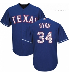Mens Majestic Texas Rangers 34 Nolan Ryan Authentic Royal Blue Team Logo Fashion Cool Base MLB Jersey Mens Majestic Texas Rangers 34 Nolan Ryan Authentic Royal Blue Team Logo Fashion Cool Base MLB Jersey
