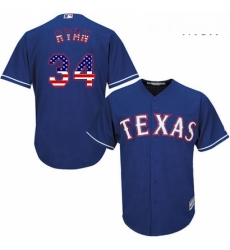 Mens Majestic Texas Rangers 34 Nolan Ryan Replica Royal Blue USA Flag Fashion MLB Jersey Mens Majestic Texas Rangers 34 Nolan Ryan Replica Royal Blue USA Flag Fashion MLB Jersey