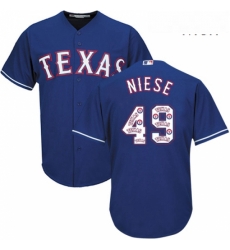 Mens Majestic Texas Rangers 49 Jon Niese Authentic Royal Blue Team Logo Fashion Cool Base MLB Jersey Mens Majestic Texas Rangers 49 Jon Niese Authentic Royal Blue Team Logo Fashion Cool Base MLB Jersey