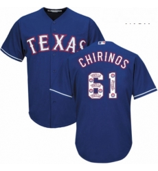Mens Majestic Texas Rangers 61 Robinson Chirinos Authentic Royal Blue Team Logo Fashion Cool Base MLB Jersey Mens Majestic Texas Rangers 61 Robinson Chirinos Authentic Royal Blue Team Logo Fashion Cool Base MLB Jersey