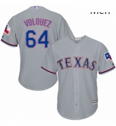 Mens Majestic Texas Rangers 64 Edinson Volquez Replica Grey Road Cool Base MLB Jersey Mens Majestic Texas Rangers 64 Edinson Volquez Replica Grey Road Cool Base MLB Jersey