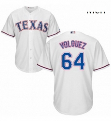 Mens Majestic Texas Rangers 64 Edinson Volquez Replica White Home Cool Base MLB Jersey Mens Majestic Texas Rangers 64 Edinson Volquez Replica White Home Cool Base MLB Jersey