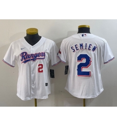 Women Texas Rangers 2 Marcus Semien White Gold Cool Base Stitched Baseball Jersey 3 Women Texas Rangers 2 Marcus Semien White Gold Cool Base Stitched Baseball Jersey 3