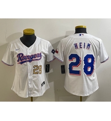 Women Texas Rangers 28 Jonah Heim White With Patch Stitched Baseball Jersey 2 1 Women Texas Rangers 28 Jonah Heim White With Patch Stitched Baseball Jersey 2 1