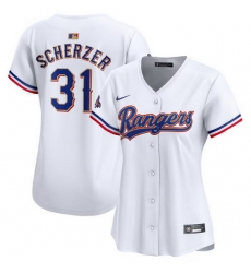 Women Texas Rangers 31 Max Scherzer White 2024 Gold Collection Stitched Baseball Jersey Women Texas Rangers 31 Max Scherzer White 2024 Gold Collection Stitched Baseball Jersey