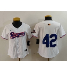 Women Texas Rangers 42 Jackie Robinson White 2024 Gold Collection With Patch Stitched Baseball Jersey Women Texas Rangers 42 Jackie Robinson White 2024 Gold Collection With Patch Stitched Baseball Jersey