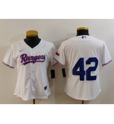 Women Texas Rangers 42 Jackie Robinson White With Patch Stitched Baseball Jersey Women Texas Rangers 42 Jackie Robinson White With Patch Stitched Baseball Jersey