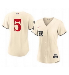 Women Texas Rangers 5 Corey Seager Cream 2023 City Connect Stitched Baseball Jersey Women Texas Rangers 5 Corey Seager Cream 2023 City Connect Stitched Baseball Jersey