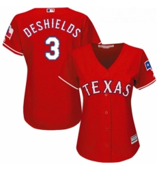 Womens Majestic Texas Rangers 3 Delino DeShields Authentic Red Alternate Cool Base MLB Jersey Womens Majestic Texas Rangers 3 Delino DeShields Authentic Red Alternate Cool Base MLB Jersey