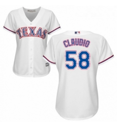 Womens Majestic Texas Rangers 58 Alex Claudio Authentic White Home Cool Base MLB Jersey Womens Majestic Texas Rangers 58 Alex Claudio Authentic White Home Cool Base MLB Jersey