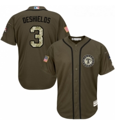 Youth Majestic Texas Rangers 3 Delino DeShields Authentic Green Salute to Service MLB Jersey Youth Majestic Texas Rangers 3 Delino DeShields Authentic Green Salute to Service MLB Jersey