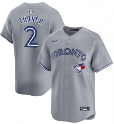 Men Toronto Blue Jays 2 Justin Turner Grey Away Limited Stitched Jersey Men Toronto Blue Jays 2 Justin Turner Grey Away Limited Stitched Jersey