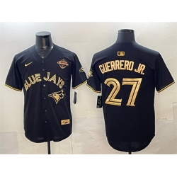 Men Toronto Blue Jays 27 Vladimir Guerrero Jr  Black Gold 2025 American League Champions Limited Stitched Baseball Jersey