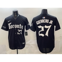 Men Toronto Blue Jays 27 Vladimir Guerrero Jr  Black Gothic North Edition Limited Stitched Baseball Jersey
