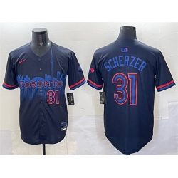 Men Toronto Blue Jays 31 Max Scherzer Navy 2024 City Connect Limited Stitched Baseball Jersey