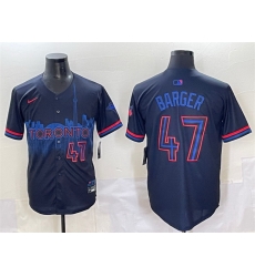 Men Toronto Blue Jays 47 Addison Barger Navy 2024 City Connect Limited Stitched Baseball Jersey Men Toronto Blue Jays 47 Addison Barger Navy 2024 City Connect Limited Stitched Baseball Jersey