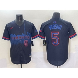 Men Toronto Blue Jays 5 Daulton Varsho Navy 2024 City Connect Limited Stitched Baseball Jersey