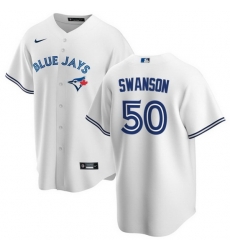 Men Toronto Blue Jays 50 Erik Swanson White Cool Base Stitched Jersey Men Toronto Blue Jays 50 Erik Swanson White Cool Base Stitched Jersey