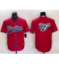 Men Toronto Blue Jays Red Team Big Logo Cool Base Stitched Baseball Jersey Men Toronto Blue Jays Red Team Big Logo Cool Base Stitched Baseball Jersey