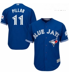 Mens Majestic Toronto Blue Jays 11 Kevin Pillar Replica Blue Alternate 40th Anniversary Patch MLB Jersey Mens Majestic Toronto Blue Jays 11 Kevin Pillar Replica Blue Alternate 40th Anniversary Patch MLB Jersey