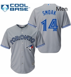 Mens Majestic Toronto Blue Jays 14 Justin Smoak Replica Grey Road MLB Jersey Mens Majestic Toronto Blue Jays 14 Justin Smoak Replica Grey Road MLB Jersey