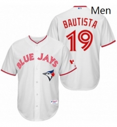 Mens Majestic Toronto Blue Jays 19 Jose Bautista Authentic White 2015 Canada Day MLB Jersey Mens Majestic Toronto Blue Jays 19 Jose Bautista Authentic White 2015 Canada Day MLB Jersey