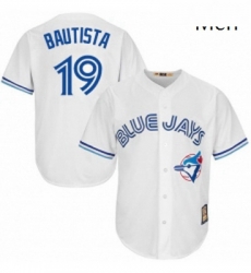 Mens Majestic Toronto Blue Jays 19 Jose Bautista Replica White Cooperstown MLB Jersey Mens Majestic Toronto Blue Jays 19 Jose Bautista Replica White Cooperstown MLB Jersey