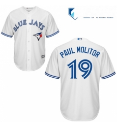 Mens Majestic Toronto Blue Jays 19 Paul Molitor Replica White Home MLB Jersey Mens Majestic Toronto Blue Jays 19 Paul Molitor Replica White Home MLB Jersey