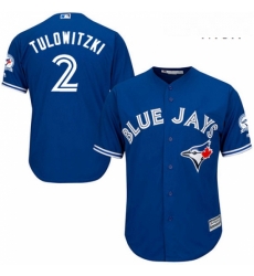 Mens Majestic Toronto Blue Jays 2 Troy Tulowitzki Replica Blue Alternate 40th Anniversary Patch MLB Jersey Mens Majestic Toronto Blue Jays 2 Troy Tulowitzki Replica Blue Alternate 40th Anniversary Patch MLB Jersey