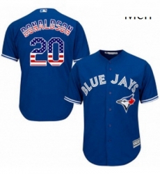 Mens Majestic Toronto Blue Jays 20 Josh Donaldson Authentic Royal Blue USA Flag Fashion MLB Jersey Mens Majestic Toronto Blue Jays 20 Josh Donaldson Authentic Royal Blue USA Flag Fashion MLB Jersey