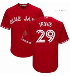 Mens Majestic Toronto Blue Jays 29 Devon Travis Replica Scarlet Alternate Cool Base MLB Jersey Mens Majestic Toronto Blue Jays 29 Devon Travis Replica Scarlet Alternate Cool Base MLB Jersey