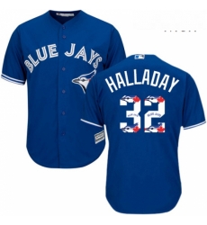 Mens Majestic Toronto Blue Jays 32 Roy Halladay Authentic Blue Team Logo Fashion MLB Jersey Mens Majestic Toronto Blue Jays 32 Roy Halladay Authentic Blue Team Logo Fashion MLB Jersey