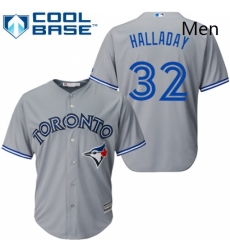 Mens Majestic Toronto Blue Jays 32 Roy Halladay Replica Grey Road MLB Jersey Mens Majestic Toronto Blue Jays 32 Roy Halladay Replica Grey Road MLB Jersey