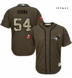 Mens Majestic Toronto Blue Jays 54 Roberto Osuna Replica Green Salute to Service MLB Jersey Mens Majestic Toronto Blue Jays 54 Roberto Osuna Replica Green Salute to Service MLB Jersey