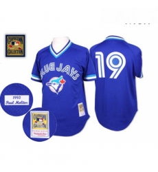 Mens Mitchell and Ness Toronto Blue Jays 19 Paul Molitor Replica Blue Throwback MLB Jersey Mens Mitchell and Ness Toronto Blue Jays 19 Paul Molitor Replica Blue Throwback MLB Jersey