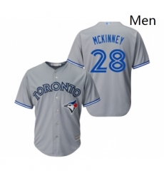 Mens Toronto Blue Jays 28 Billy McKinney Replica Grey Road Baseball Jersey Mens Toronto Blue Jays 28 Billy McKinney Replica Grey Road Baseball Jersey