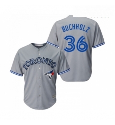 Mens Toronto Blue Jays 36 Clay Buchholz Replica Grey Road Baseball Jersey Mens Toronto Blue Jays 36 Clay Buchholz Replica Grey Road Baseball Jersey