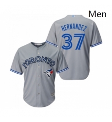 Mens Toronto Blue Jays 37 Teoscar Hernandez Replica Grey Road Baseball Jersey Mens Toronto Blue Jays 37 Teoscar Hernandez Replica Grey Road Baseball Jersey
