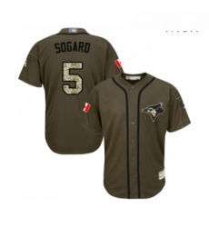 Mens Toronto Blue Jays 5 Eric Sogard Authentic Green Salute to Service Baseball Jersey Mens Toronto Blue Jays 5 Eric Sogard Authentic Green Salute to Service Baseball Jersey