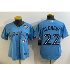 Women Toronto Blue Jays 22 Ernie Clement Blue 2025 World Series Cool Base Stitched Baseball Jersey 
