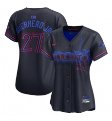 Women Toronto Blue Jays 27 Vladimir Guerrero Jr Black 2024 City Connect Limited Stitched Baseball Jersey Women Toronto Blue Jays 27 Vladimir Guerrero Jr Black 2024 City Connect Limited Stitched Baseball Jersey