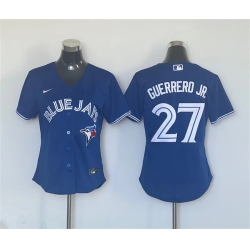 Women Toronto Blue Jays 27 Vladimir Guerrero Jr  Blue Cool Base Stitched Baseball Jersey 28Run Small 29