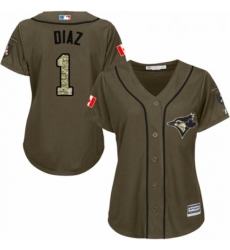 Womens Majestic Toronto Blue Jays 1 Aledmys Diaz Authentic Green Salute to Service MLB Jersey Womens Majestic Toronto Blue Jays 1 Aledmys Diaz Authentic Green Salute to Service MLB Jersey